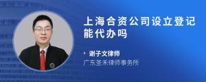 上海合资公司设立登记能代办吗?