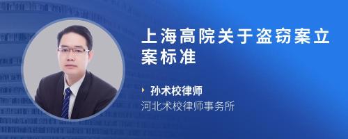 上海高院关于盗窃案立案标准