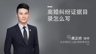 离婚纠纷证据目录怎么写